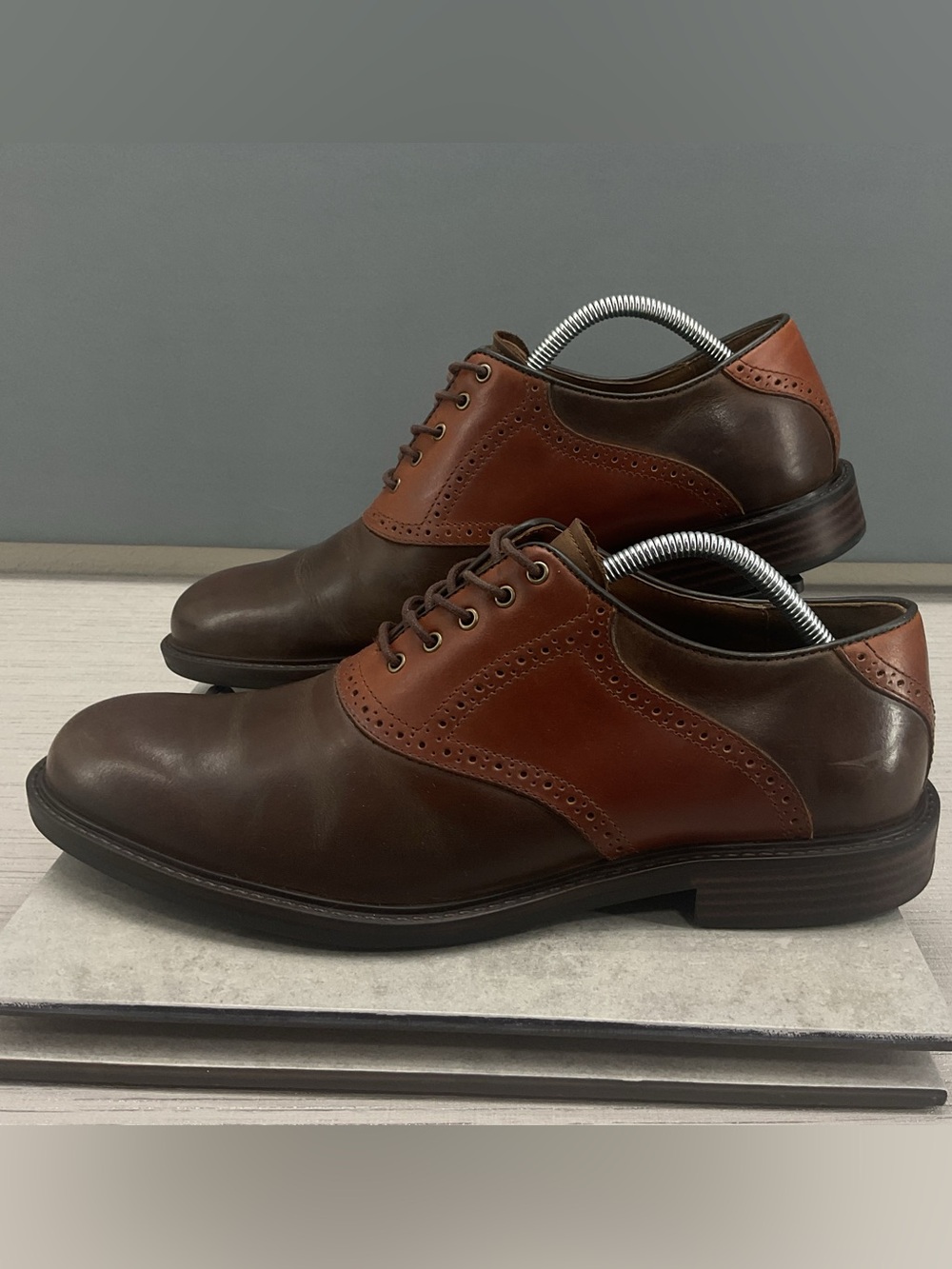 Johnston & Murphy Conrad 2.0 Saddle Oxford Tan/Mahogany Full Gran Leather men 12